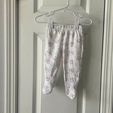 GIRLS KYLE & DEENA ELASTIC WAIST BUNNY PATTERN PANTS WITH FEET SIZE 3-6 MONTHS