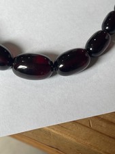 Vintage Translucent Cherry Amber Bakelite Graduated Bead Necklace 29 gram