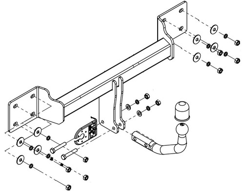Swan neck tow bar for - bar, x5