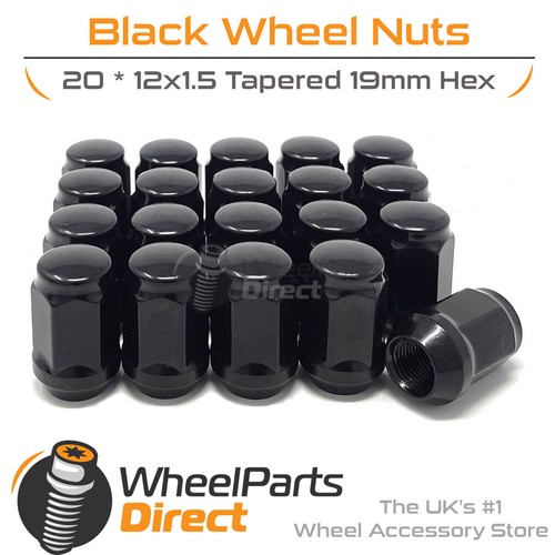Wheel nuts 12x1 black - (20),
