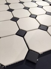 Victorian Style White Octagon with Black Insert Pattern Floor Tiles 296x296mm