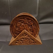 Wooden Coasters Vintage Set of