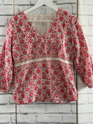 Anokhi blouse top pink floral - pink,