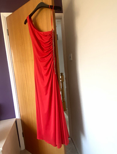 Sara bernshaw red ruched long - bernshaw,