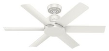 44" Ceiling fan with Wall control 3 Speeds Hunter Kennicott White Fan No Lights