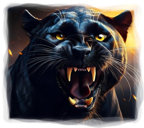 Black panther face portriat - black,