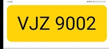 VJZ 9002 DATELESS PRIVATE NUMBER PLATE DVLA REGISTRATION
