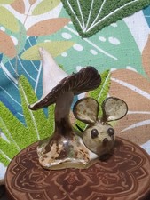 Ceramic Mushroom With Mouse Handmade Pottery