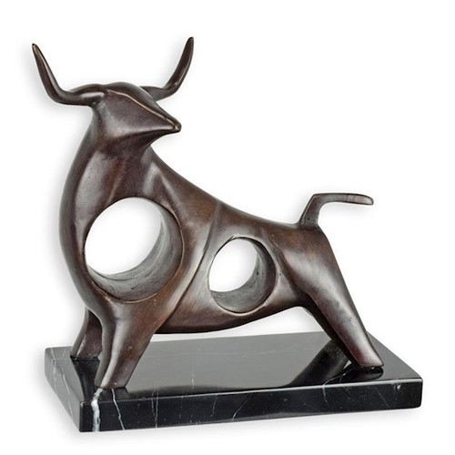 Bronze bull sculpture - bronze,