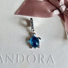 Pandora - Blue Glass Turtle Dangle CZ Moments Charm