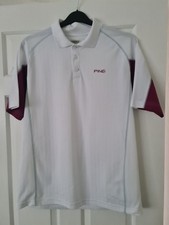 Ping Men's White With Wine Trim Polo Shirt Short Sleeve Size M