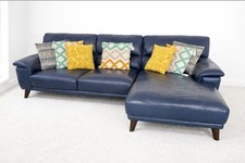 Blue Real Leather Chaise