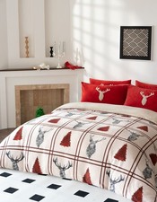Stag Teddy Duvet + Pillow Bedding Set Thermal Winter Soft Warm Fleece Christmas