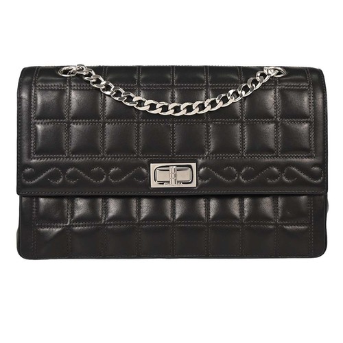 Chanel black lambskin choco - black,