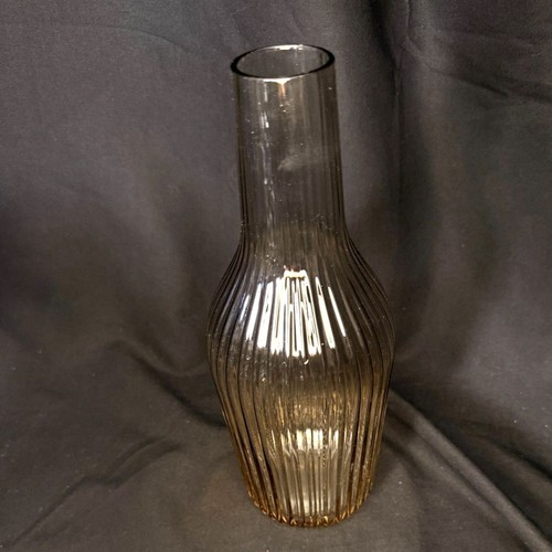 Smoked ribbed glass - glass, vase