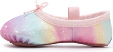 Ballet Shoes for Girls Glitter Dance 11 UK Child, Rainbow 