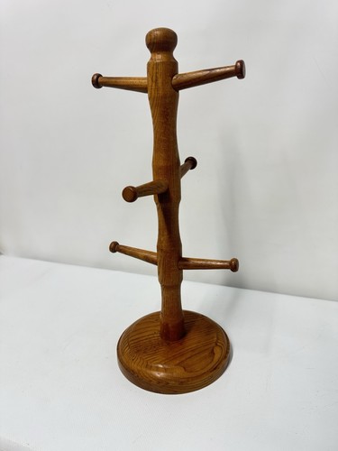 Vintage wooden mug tree cup - wooden,