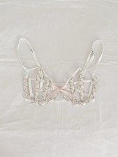 victoria’s secret pink & white floral bow bridal corset bra/bralette cover cute♡