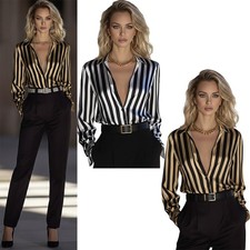 Womens Satin Striped Shirt