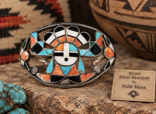 Vintage sunface kachina cuff - vintage,