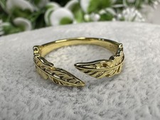 18K Gold Plated S925 Sterling Silver Feather Wrap Open Ring adjustable
