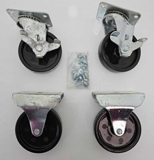 4 Pcs Plastic Caster Wheels with metal plates  (2 Fixed + 2 Swivel Set)