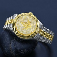Masonic CZ Paved Hip Hop Watch