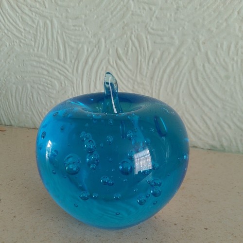 Blue apple bubble paperweight - blue,
