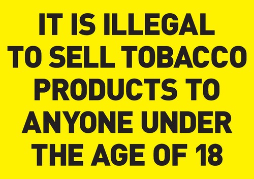 Under tobacco illegal sign - under,