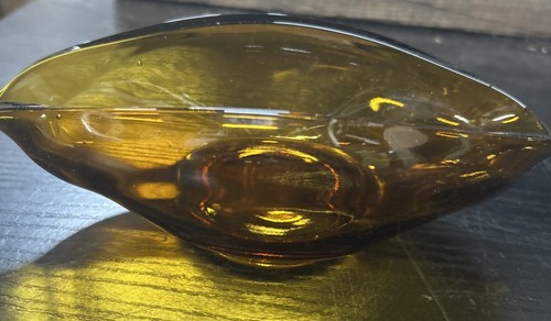 Amber coloured glass dish - dish,