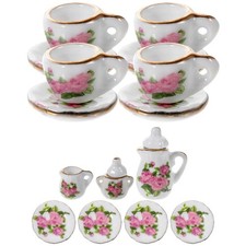 Mini Tea Set Miniature Ceramic Tableware Dollhouse Miniatures Tea Cups