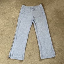 Full Circle Blue 55% Linen Trousers Straight Leg Pull On Trousers Size 12