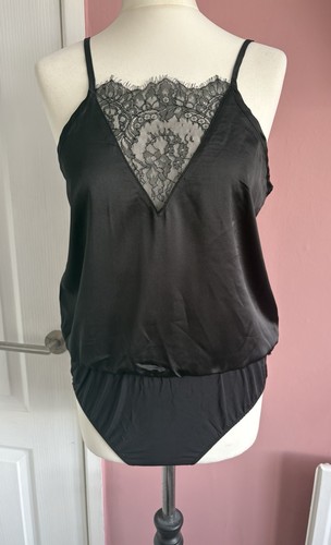 Black satin camisole - satin, teddy