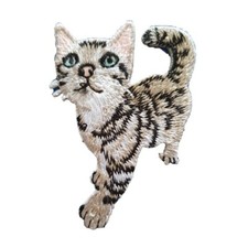 Tabby Cat Pet Kitten Iron On Patch Sew on Embroidered transfer Brand New