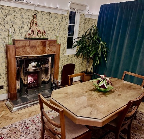 Art deco wood glass top - glass, dining
