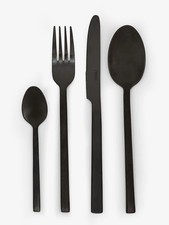 NEXT Kensington 16pc Cutlery Set Stainless Steel Matt Black Dining Tableware