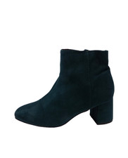 Primark Womens Dark Green Faux Suede Boots UK 7 Ankle Mid Block Heel Smart Zip