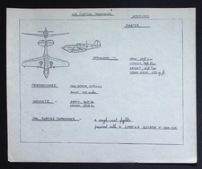 Original WWII Aircraft Recognition Drawing – Curtiss Tomahawk Fighter P-40