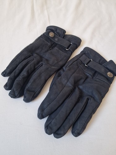 Black leather gloves - black, m&s