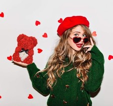Cute red white - white, teddy