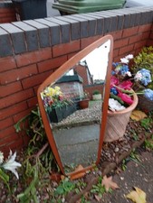Vintage Retro 1970s Teak Wall Mirror Danish Asymmetric Shape