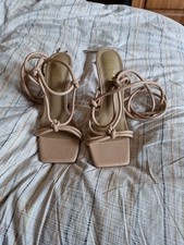 Ego High Heeled Strappy Sandals Size UK 5 Worn Once Excellent Quality In Nude