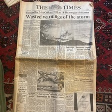 The Times Newspaper Oct 17 1987. Demand For Met Office Report. Rare.