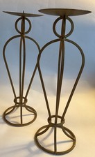 Vintage Tall Gold Steel Ornate Large Decorative Church Candle Holder Candlestick