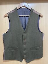 mens waistcoat 38R chest Wool Green Herringbone