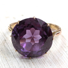 9ct Yellow Gold Ring Alexandrite Stones Hallmarked Ring Size O