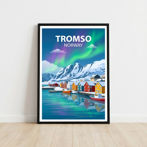 Tromso norway travel poster - norway,