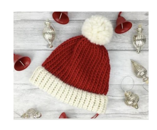 Knitted red santa hat - red, baby