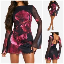WOMANS SEXY BLUR FLORAL MESH