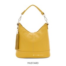 Leather Bucket Bag with tassle handbag shoulder bag all colours Italian